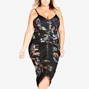 City Chic Black Floral Midi Dress